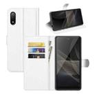 For Sony Xperia Ace II Litchi Texture Horizontal Flip Protective Case with Holder & Card Slots & Wallet(White) - 1