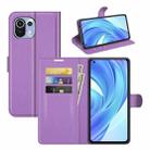 For Xiaomi Mi 11 Lite Litchi Texture Horizontal Flip Protective Case with Holder & Card Slots & Wallet(Purple) - 1