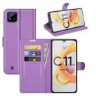 For OPPO Realme C11 2021 Litchi Texture Horizontal Flip Protective Case with Holder & Card Slots & Wallet(Purple) - 1