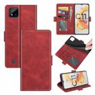 For OPPO Realme C11 2021 Dual-side Magnetic Buckle Horizontal Flip Leather Case with Holder & Card Slots & Wallet(Red) - 1