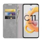 For OPPO Realme C11 2021 Retro-skin Business Magnetic Suction Leather Case with Holder & Card Slots & Wallet(Grey) - 3