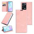 For ZTE Axon 30 Ultra 5G Ultra Retro-skin Business Magnetic Suction Leather Case with Holder & Card Slots & Wallet(Pink) - 1