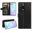 For ZTE Axon 30 Ultra 5G R64 Texture Single Horizontal Flip Protective Case with Holder & Card Slots & Wallet& Photo Frame(Black) - 1