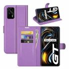 For OPPO Realme GT 5G / Realme Q3 Pro 5G Litchi Texture Horizontal Flip Protective Case with Holder & Card Slots & Wallet(Purple) - 1