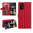 For OPPO Realme GT 5G / Realme Q3 Pro 5G R64 Texture Single Horizontal Flip Protective Case with Holder & Card Slots & Wallet& Photo Frame(Red) - 1