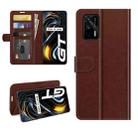 For OPPO Realme GT 5G / Realme Q3 Pro 5G R64 Texture Single Horizontal Flip Protective Case with Holder & Card Slots & Wallet& Photo Frame(Brown) - 1