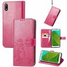 For Wiko Jerry 4 Four-leaf Clasp Embossed Buckle Mobile Phone Protection Leather Case with Lanyard & Card Slot & Wallet & Bracket Function(Magenta) - 1