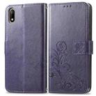 For Wiko Jerry 4 Four-leaf Clasp Embossed Buckle Mobile Phone Protection Leather Case with Lanyard & Card Slot & Wallet & Bracket Function(Purple) - 2