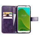 For Wiko Jerry 4 Four-leaf Clasp Embossed Buckle Mobile Phone Protection Leather Case with Lanyard & Card Slot & Wallet & Bracket Function(Purple) - 3