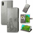 For Wiko Jerry 4 Four-leaf Clasp Embossed Buckle Mobile Phone Protection Leather Case with Lanyard & Card Slot & Wallet & Bracket Function(Gray) - 1