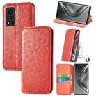 For Honor V40 5G Blooming Mandala Embossed Pattern Magnetic Horizontal Flip Leather Case with Holder & Card Slots & Wallet(Red) - 1