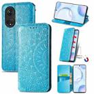 For Honor 50 Blooming Mandala Embossed Pattern Magnetic Horizontal Flip Leather Case with Holder & Card Slots & Wallet(Blue) - 1