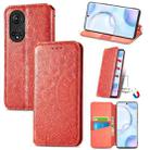 For Honor 50 Blooming Mandala Embossed Pattern Magnetic Horizontal Flip Leather Case with Holder & Card Slots & Wallet(Red) - 1