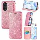 For Honor 50 Blooming Mandala Embossed Pattern Magnetic Horizontal Flip Leather Case with Holder & Card Slots & Wallet(Pink) - 1