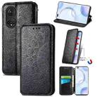 For Honor 50 Pro Blooming Mandala Embossed Pattern Magnetic Horizontal Flip Leather Case with Holder & Card Slots & Wallet(Black) - 1