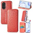 For Honor 50 Pro Blooming Mandala Embossed Pattern Magnetic Horizontal Flip Leather Case with Holder & Card Slots & Wallet(Red) - 1