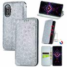 For Xiaomi Redmi K40 Gaming Blooming Mandala Embossed Pattern Magnetic Horizontal Flip Leather Case with Holder & Card Slots & Wallet(Grey) - 1