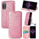 For Xiaomi Redmi K40 Gaming Blooming Mandala Embossed Pattern Magnetic Horizontal Flip Leather Case with Holder & Card Slots & Wallet(Pink) - 1