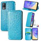 For vivo V21e 4G Blooming Mandala Embossed Pattern Magnetic Horizontal Flip Leather Case with Holder & Card Slots & Wallet(Blue) - 1