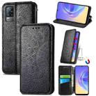 For vivo V21e 4G Blooming Mandala Embossed Pattern Magnetic Horizontal Flip Leather Case with Holder & Card Slots & Wallet(Black) - 1