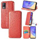 For vivo V21e 4G Blooming Mandala Embossed Pattern Magnetic Horizontal Flip Leather Case with Holder & Card Slots & Wallet(Red) - 1