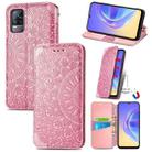 For vivo V21e 4G Blooming Mandala Embossed Pattern Magnetic Horizontal Flip Leather Case with Holder & Card Slots & Wallet(Pink) - 1