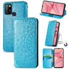 For Infinix Hot 10 Lite Blooming Mandala Embossed Pattern Magnetic Horizontal Flip Leather Case with Holder & Card Slots & Wallet(Blue) - 1