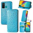 For Infinix Hot 9 Blooming Mandala Embossed Pattern Magnetic Horizontal Flip Leather Case with Holder & Card Slots & Wallet(Blue) - 1