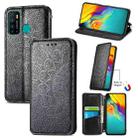 For Infinix Hot 9 Blooming Mandala Embossed Pattern Magnetic Horizontal Flip Leather Case with Holder & Card Slots & Wallet(Black) - 1