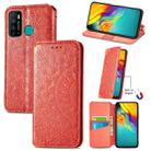 For Infinix Hot 9 Blooming Mandala Embossed Pattern Magnetic Horizontal Flip Leather Case with Holder & Card Slots & Wallet(Red) - 1