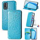 For OnePlus 9R Blooming Mandala Embossed Pattern Magnetic Horizontal Flip Leather Case with Holder & Card Slots & Wallet(Blue) - 1