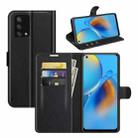 For OPPO F19 / A74 4G Litchi Texture Horizontal Flip Protective Case with Holder & Card Slots & Wallet(Black) - 1