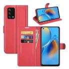 For OPPO F19 / A74 4G Litchi Texture Horizontal Flip Protective Case with Holder & Card Slots & Wallet(Red) - 1