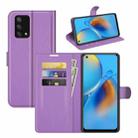 For OPPO F19 / A74 4G Litchi Texture Horizontal Flip Protective Case with Holder & Card Slots & Wallet(Purple) - 1