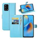 For OPPO F19 / A74 4G Litchi Texture Horizontal Flip Protective Case with Holder & Card Slots & Wallet(Blue) - 1