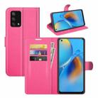 For OPPO F19 / A74 4G Litchi Texture Horizontal Flip Protective Case with Holder & Card Slots & Wallet(Rose Red) - 1