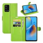 For OPPO F19 / A74 4G Litchi Texture Horizontal Flip Protective Case with Holder & Card Slots & Wallet(Green) - 1