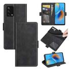 For OPPO F19 / A74 4G Dual-side Magnetic Buckle Horizontal Flip Leather Case with Holder & Card Slots & Wallet(Black) - 1