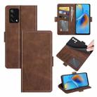 For OPPO F19 / A74 4G Dual-side Magnetic Buckle Horizontal Flip Leather Case with Holder & Card Slots & Wallet(Brown) - 1