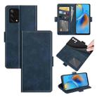 For OPPO F19 / A74 4G Dual-side Magnetic Buckle Horizontal Flip Leather Case with Holder & Card Slots & Wallet(Dark Blue) - 1