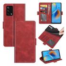 For OPPO F19 / A74 4G Dual-side Magnetic Buckle Horizontal Flip Leather Case with Holder & Card Slots & Wallet(Red) - 1