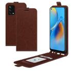 For OPPO F19 / A74 4G R64 Texture Single Vertical Flip Leather Protective Case with Card Slots & Photo Frame(Brown) - 1