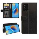 For OPPO F19 / A74 4G R64 Texture Single Horizontal Flip Protective Case with Holder & Card Slots & Wallet& Photo Frame(Black) - 1