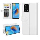 For OPPO F19 / A74 4G R64 Texture Single Horizontal Flip Protective Case with Holder & Card Slots & Wallet& Photo Frame(White) - 1