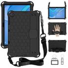 For Huawei MediaPad T10 9.7 / T10 10.1 Honeycomb Design EVA + PC Material Four Corner Anti Falling Protective Shell with Strap(Black+Black) - 1