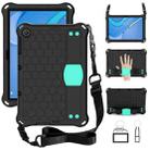 For Huawei MediaPad T10 9.7 / T10 10.1 Honeycomb Design EVA + PC Material Four Corner Anti Falling Protective Shell with Strap(Black+Aqua) - 1