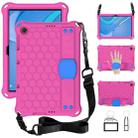 For Huawei MediaPad T10 9.7 / T10 10.1 Honeycomb Design EVA + PC Material Four Corner Anti Falling Protective Shell with Strap(Rose Red+Blue) - 1