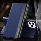 For iPhone 13 Pro Max Side Electroplated Magnetic Ultra-Thin Horizontal Flip Leather Case with Holder (Dark Blue) - 1