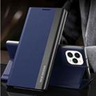 For iPhone 13 Pro Side Electroplated Magnetic Ultra-Thin Horizontal Flip Leather Case with Holder For  IPhone 13 Pro(Dark Blue) - 1