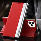 For iPhone 13 Pro Side Electroplated Magnetic Ultra-Thin Horizontal Flip Leather Case with Holder For  IPhone 13 Pro(Red) - 1